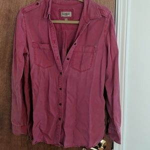 Express Boyfriend Button Down in Pink, Size M